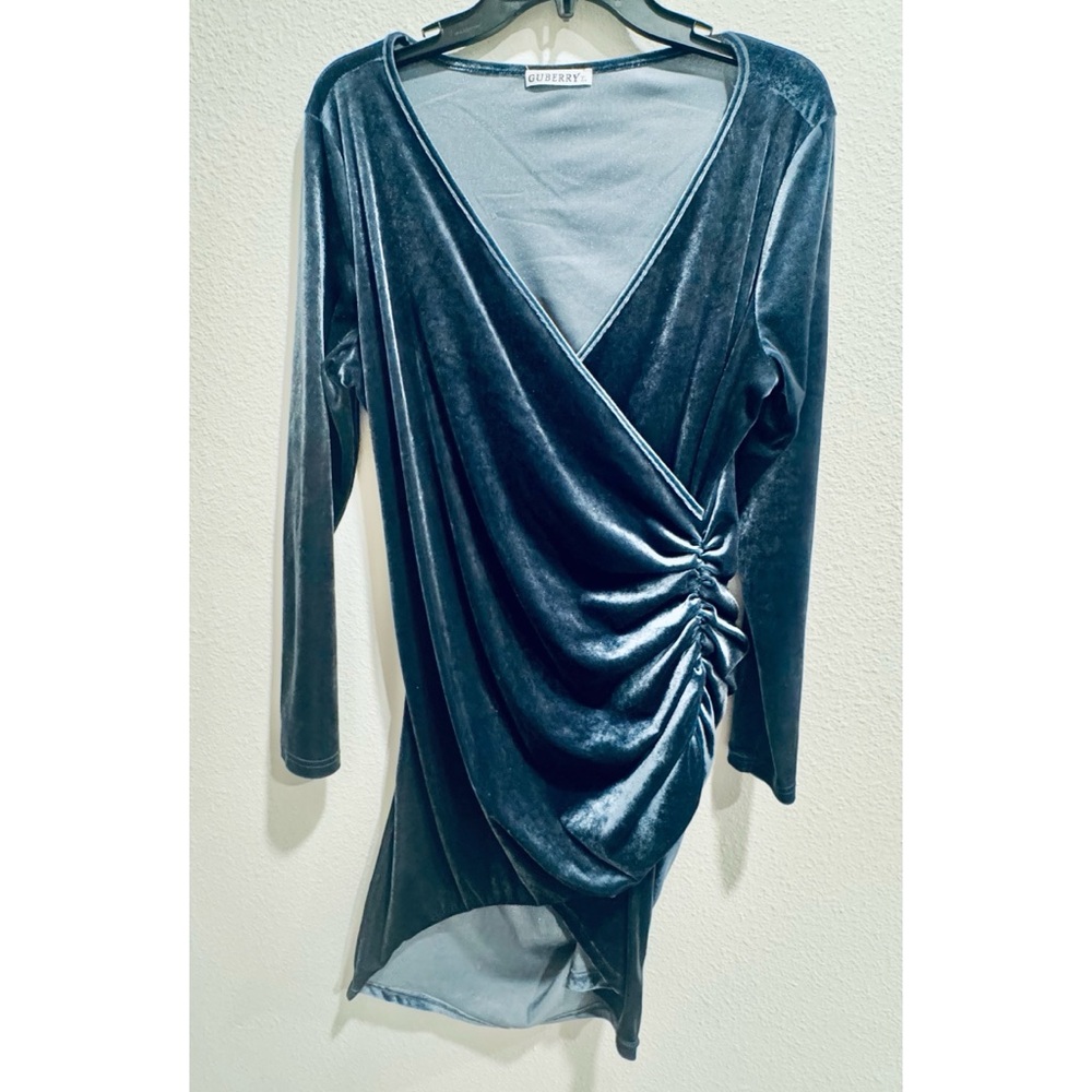 Slate Blue Velvet Dress Xl - image 3